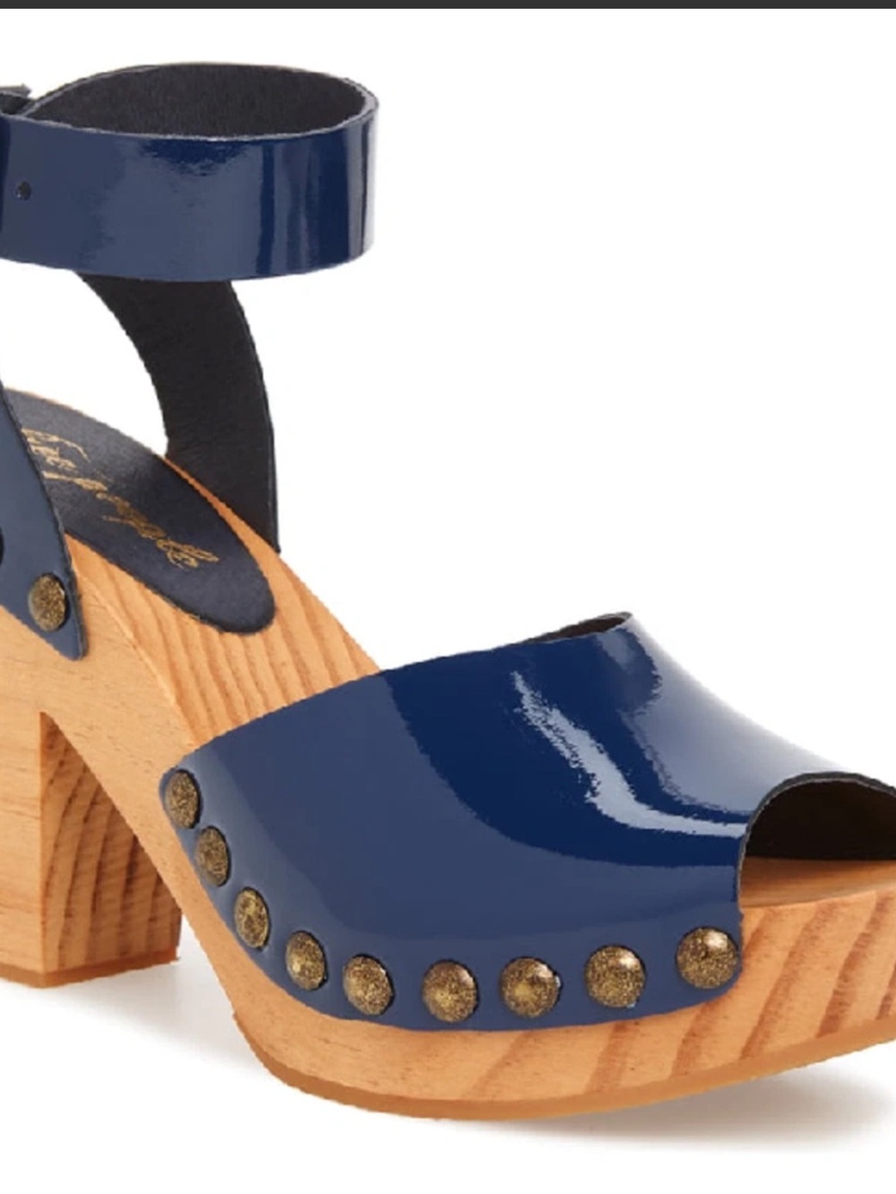 Free People Glossy Navy Patent Platform Sandals size 39 like 8 USA